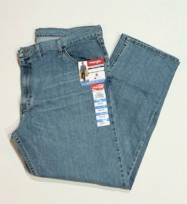 Wrangler Mens Jeans Five Star Straight Fit 44x30 Light Wash Denim NWT 1095FXVTS