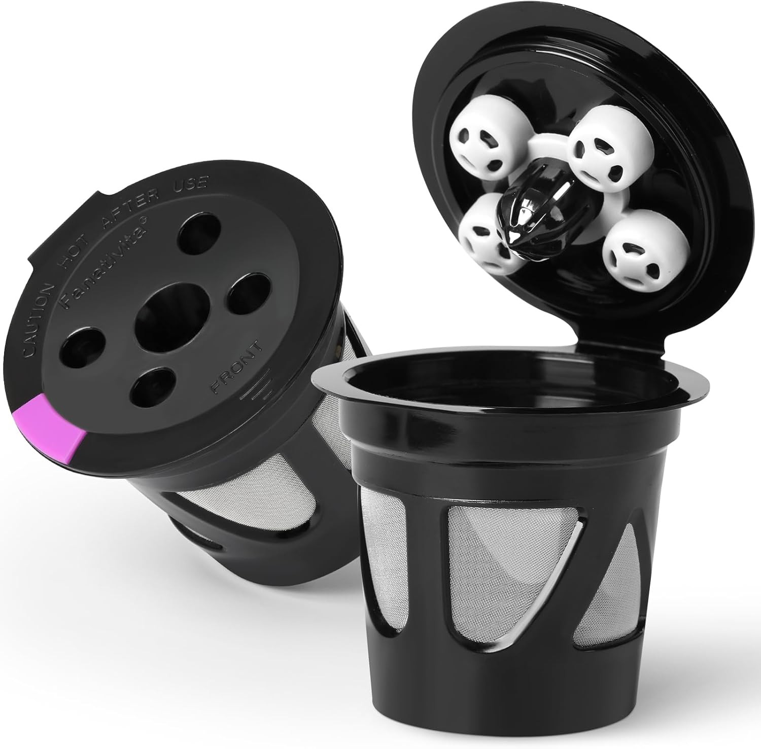 Universal Reusable K Cups for Keurig, 2-Pack Refillable Coffee Pods with 5 Holes