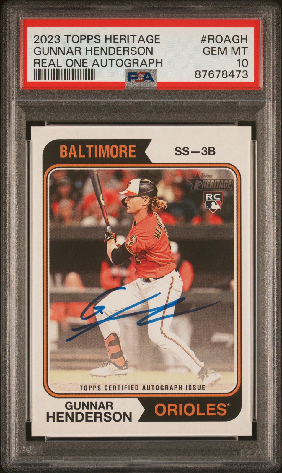 2023 Topps Heritage Real One Gunnar Henderson ROOKIE AUTO PSA 10 GEM MINT