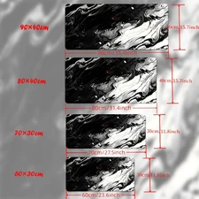 40*90cm Extra Large Gaming Desk Mat - Non-Slip Rubber Base, Black and White Marb