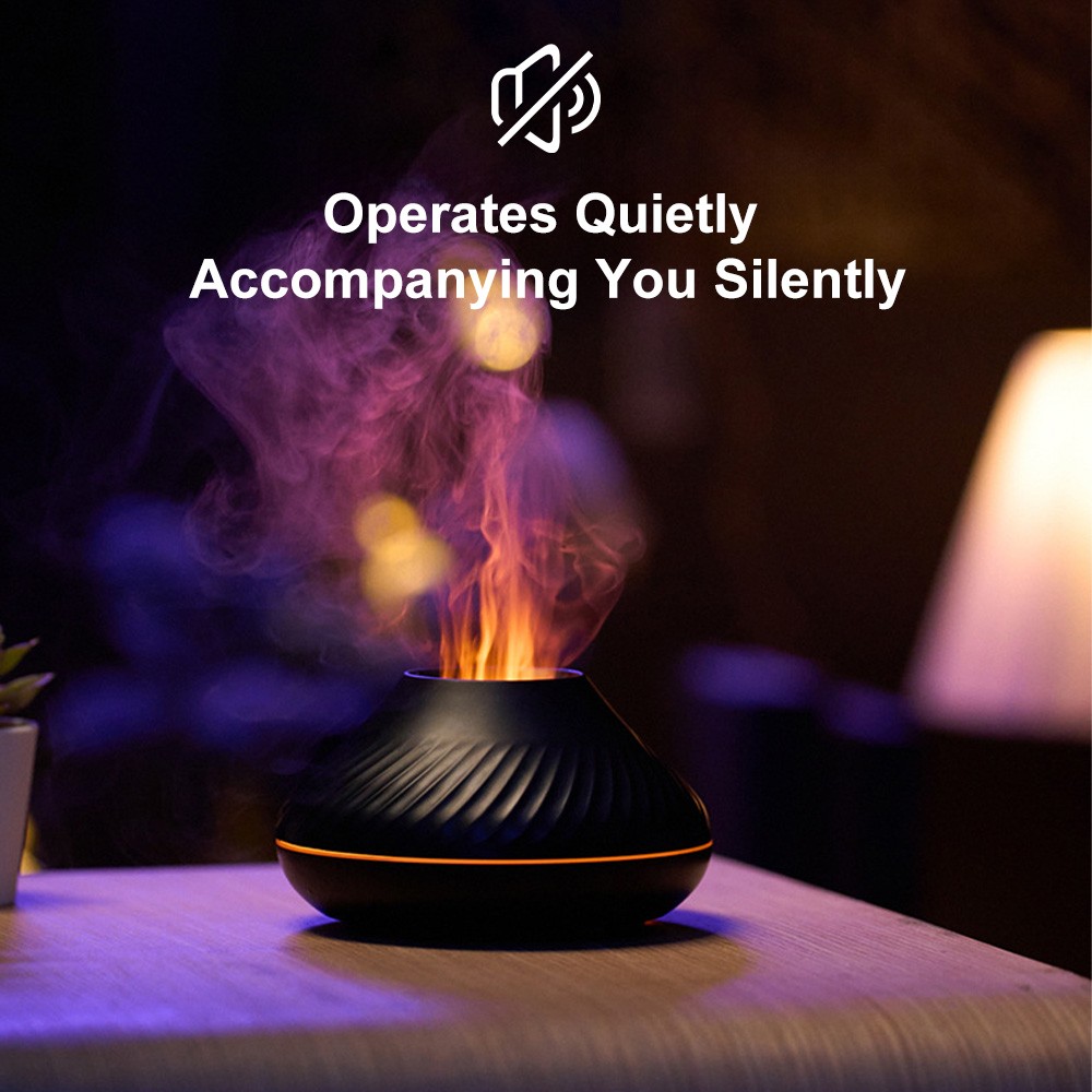 7Colors LED Light Aroma Volcano Fire Flame Diffuser Humidifier Essential Oil USB