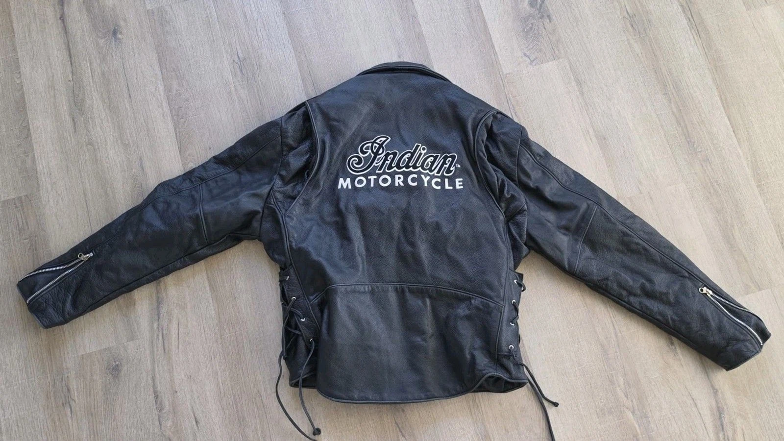 Vintage Indian Motorcycle Leather Jacket Mens L Black Side Lace CA31466 Canada - product detail image 13