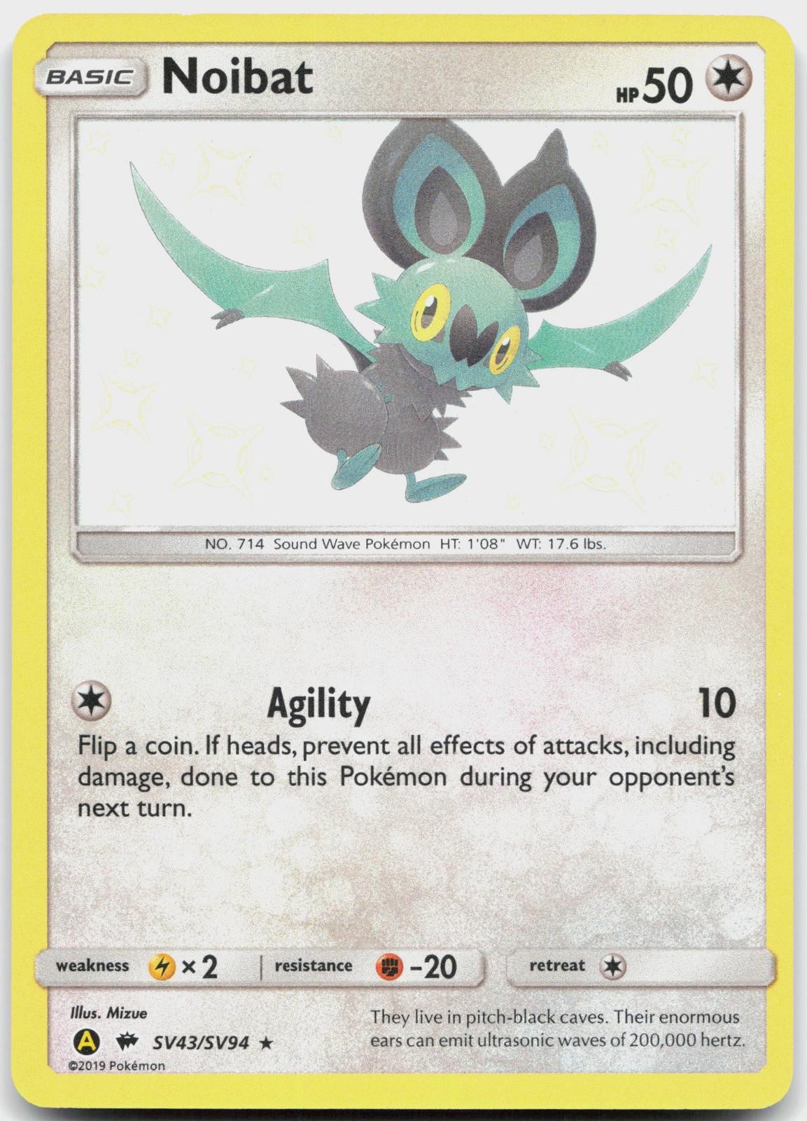 Noibat SV43/SV94 Shiny Rare Hidden Fates Shiny Vault Pokemon Near Mint