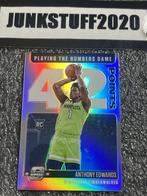 2020 Contenders Optic Anthony Edwards Rookie Silver Prizm Playing Numbers Game