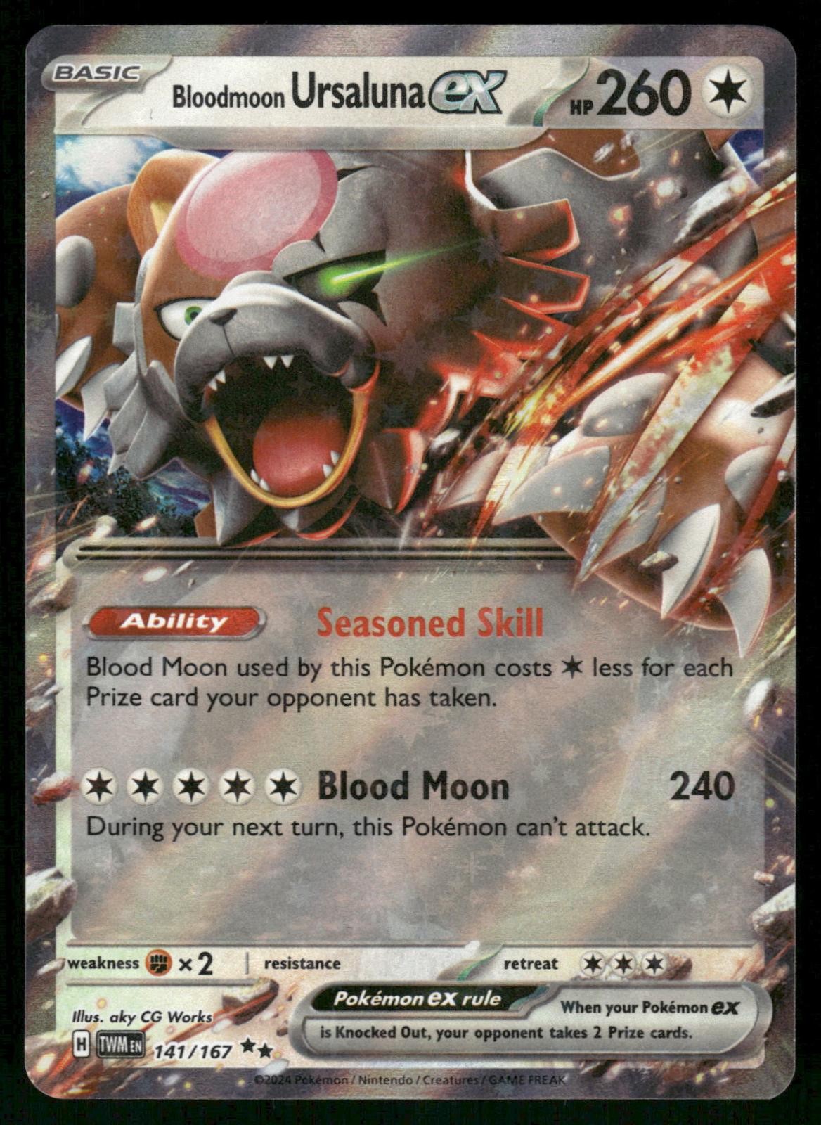 Bloodmoon Ursaluna ex 141/167 Double Rare Twilight Masquerade Pokemon Holo NM