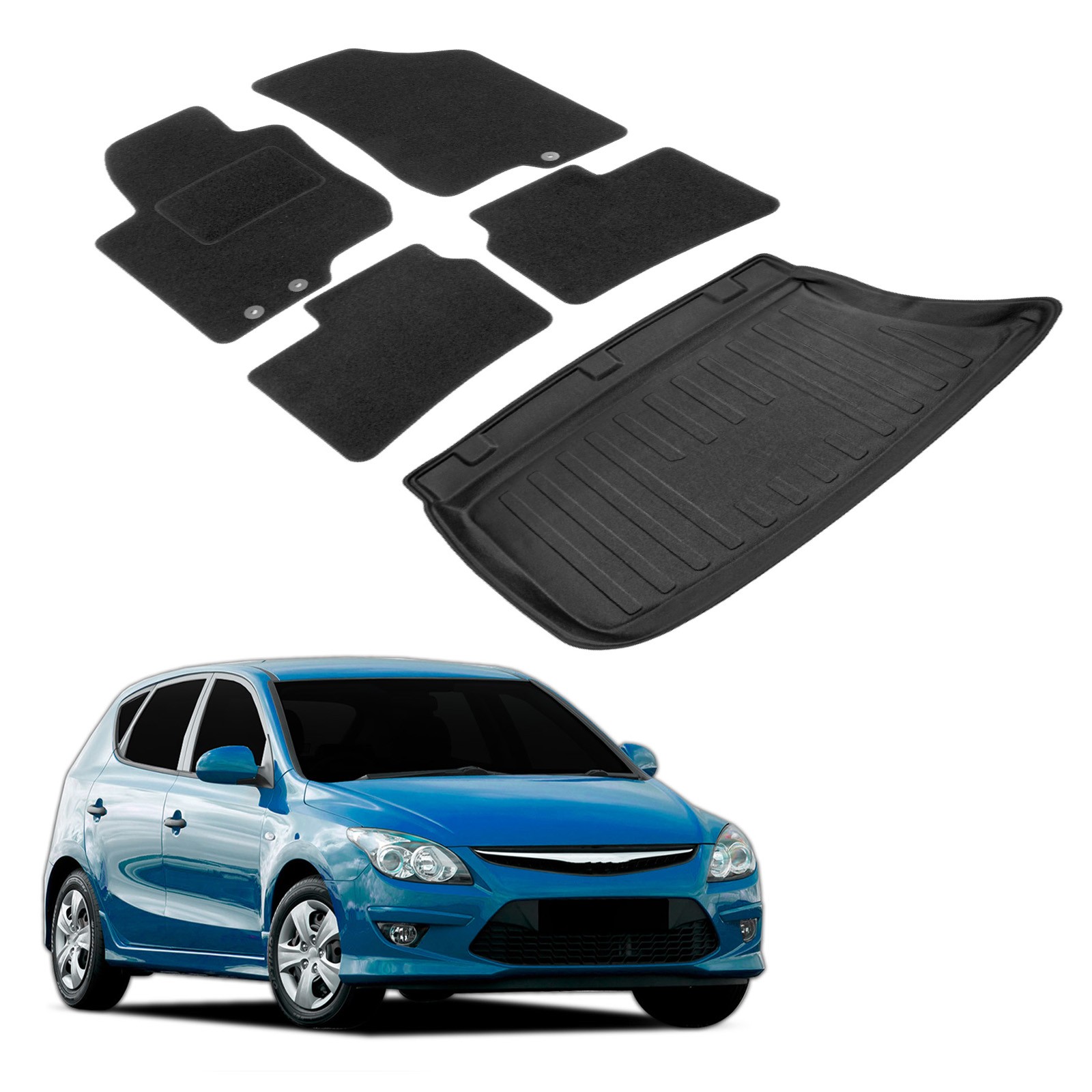 Tapis de sol et coffre imperméables pour Hyundai i30 2009-2012 avec dos antidérapant