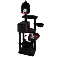 83 Inch Tall Gothic Cat Tree, Multi-Level Halloween Cat Tower with Coffin Bed...