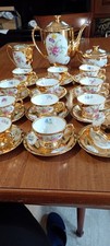 antico servizio caffè completo da 12 porcellana  oro  fiori  Schonwald RARO