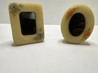 Small Fenton Custard Yellow Glower Uranium Glass Hand Painted Picture Frames (2)