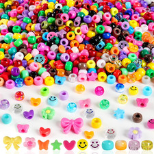 1000Pcs Pony Beads for Bracelets, Colourful Plastic Pony Beads Bulk, 6 9mm Frien