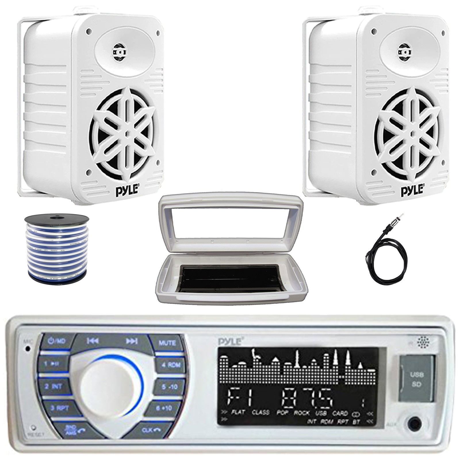 Pyle PLRMR23BTW Bluetooth Receiver with cover, 2x 5.25" 500W