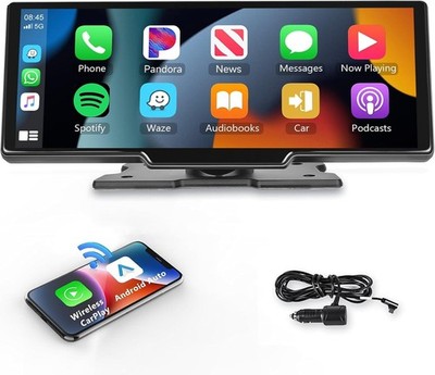 Podofo 10.26'' Touchscreen Wireless Carplay Portable Car Stereo Android Auto, Ca 