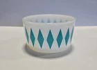 HTF Vintage Fire King Harlequin Turquoise Milk Glass Cereal Bowl