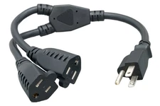 Power Cord Extension And Splitter Nema 515p To Nema 515r X 2 16 Awg 13a 125v zw