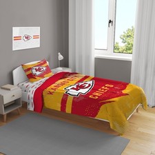 Kansas City Chiefs NFL Slanted Stripe 4-Piece Twin Bed Set - F49451907