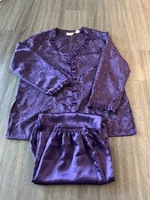 Vintage Victoria's Secret GOLD LABEL purple floral jacquard pajama set