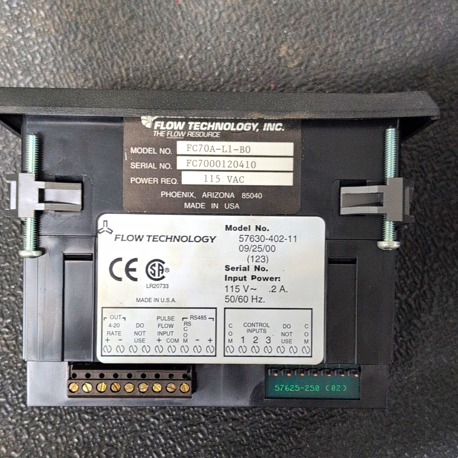 Flow Technology FC70A-L Flow Meter Totalizer/Rate Display Controller 115VAC