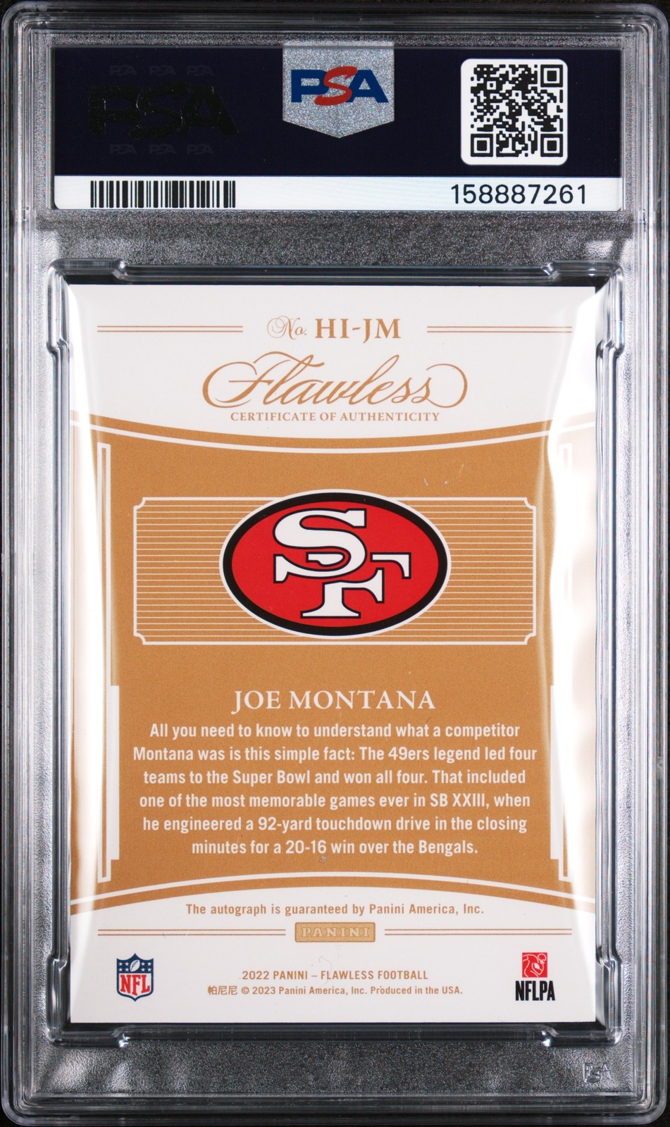 2022 PANINI FLAWLESS HONORED INK #HIJM JOE MONTANA 15/15 PSA 8 view 2