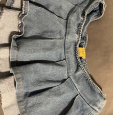 OshKosh B'gosh Girls Blue Denim Flare Skirt 18M Adjustable Waist Pull On Ruffle