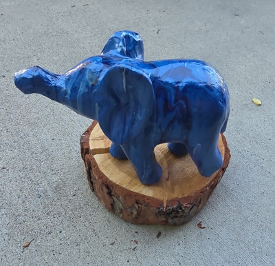 Blue Elephant Figurine Decorative Sculpture with Glossy Finish