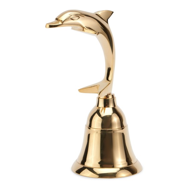 Maritim 6 Cm Tischglocke Delfin Aus Messing 13Cm Lang Handglocke Tischklingel-image