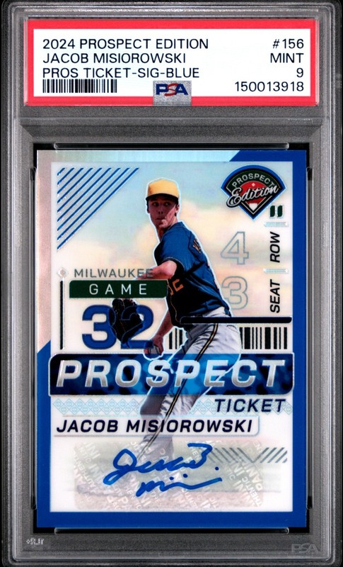 2024 Panini Prospect Edition Jacob Misiorowski #156 - Blue Auto /149 PSA 9 RC