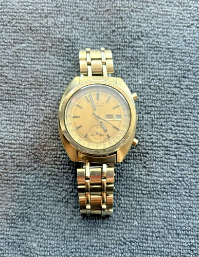 Vintage Seiko 6139-6015 Chronograph Auto Gold Tone Bruce Lee Edition Orig Band