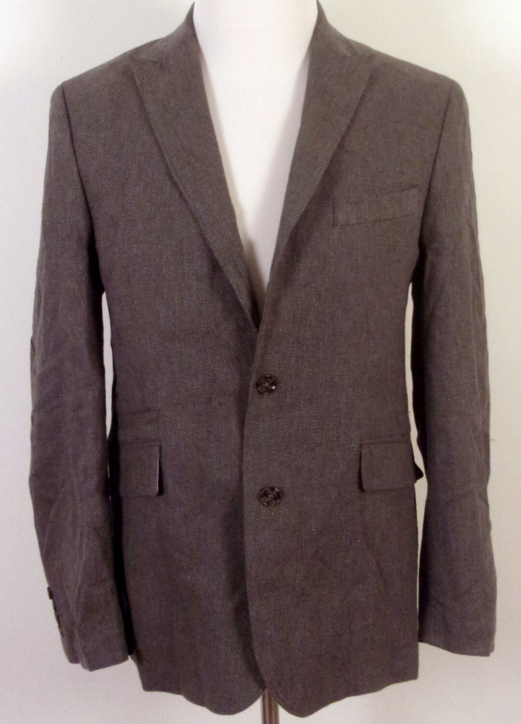 NWT new Joseph Abboud Men's Gray Linen Cotton Herringbone Blazer Sportcoat SZ M