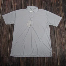 Collars & Co Featherweight Polo Shirt Mens Large White Blue Dress Collar Stretch