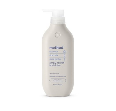 Method Body Lotion, Simply Nourish, Coconut, Rice Milk + Shea Butter notes,... 