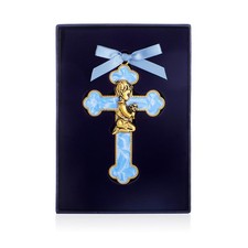 Baptism Gifts for Boys Blue Enamel Baby Wall Cross Christening Praying Boy