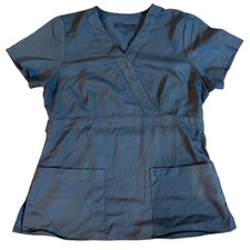 Grey's Anatomy by Barco Womens M Gray Adjustable Waist Scrub Top EUC