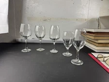 Set of mismatched stemware 5 wine glasses