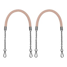 2pcs 62cm/24.4" PU Leather Braided Purse Strap Smoky Pink, Black Buckle 