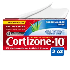 Cortizone 10 Maximum Strength Anti Itch Cream with Aloe 2 oz Relief Eczema Ps...