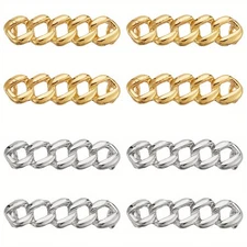 1set 8pcs 2 colors Alloy Curb Chain Shoe tions Detachable Shoelace Buckle