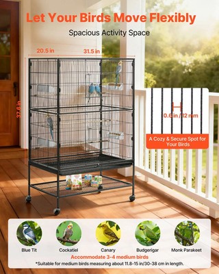 Bird Cage, 31.5 x 20.5 x 52 inch, Flat Top, Wrought Iron Bird Flight Cage with