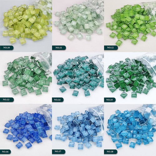 1100pcs Carré Cristal Mosaïque Tuile Patch Deocr Fournitures Vitrail DIY Craft - Afbeelding 29 van 41