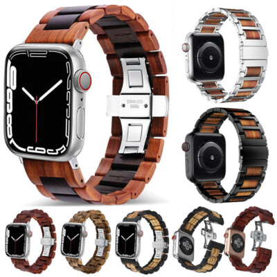 Holz Link Armband Ersatz für Apple Watch Ultra 2 Serie 9 8 7 6 5 4 SE 41/45/49mm