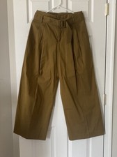 HIGH WAISTED BELTED WIDE LEG PLEATED PANTS WITH POCKETS