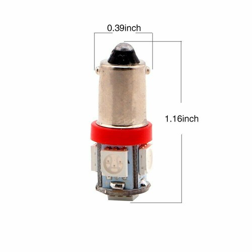 2X Red T11 BA9S 5050 5-SMD LED Bulbs Car Wedge Side Interior Map License Light - Picture 2 of 7