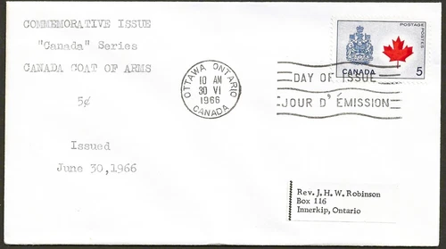🍁Canada  #429a     "CANADA'S FLAG EMBLEM"      Fine Used  1966 First Day Cover