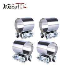 4pcs 2 Butt Joint Band Exhaust Clamp Sleeve Coupler T304 Stainless Steel