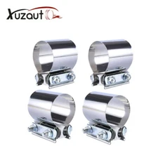  4Pcs 2" Butt Joint Band Exhaust Clamp Sleeve Coupler T304 Stainless Steel