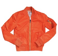 *stunning* Neon Orange Schott Bomber Jacket - Size Xs/uk6-8 Immaculate