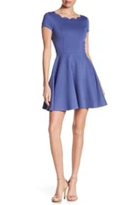 Love...Ady Womens Cap Sleeve Scallop Trim Fit & Flare Dress Choose Size M, L