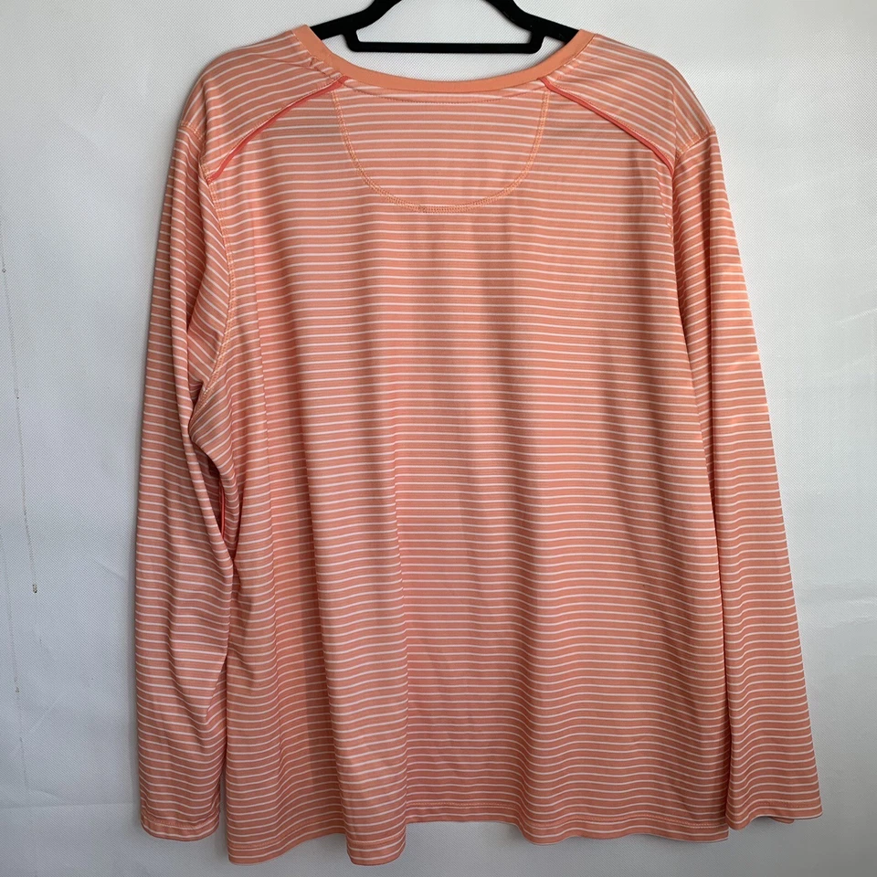 Camiseta deportiva Reel Legends para mujer manga larga talla grande 2X rayas anaranjadas Foto 4 de 4