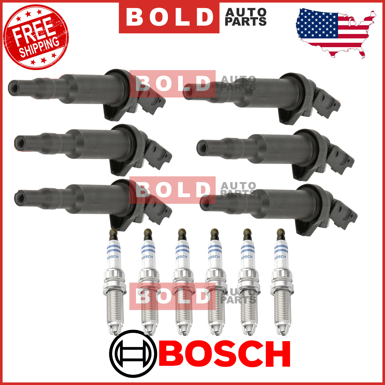 Bosch OE Ignition Service Kit 6PCS Set W/ Spark Plugs For BMW Series