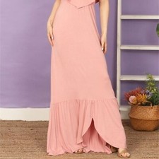 NEW Beeson  River Formal Events Soft Pink Tasteful Off Shoulder Flowy Maxi Gown