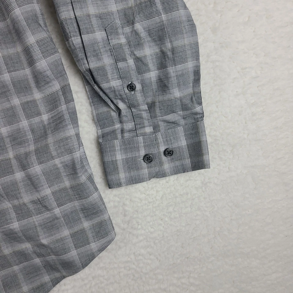 Camisa de Vestir Express Para Hombres 2XL XXL Gris A Cuadros Ajustada 1MX Abotonada NUEVA CON ETIQUETAS NUEVA Foto 2 de 4
